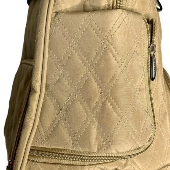 Vintage Travelon Beige Quilted Weekender/Carry On Bag - 13" w x 8" d x 14.5”h - Picture 6 of 11